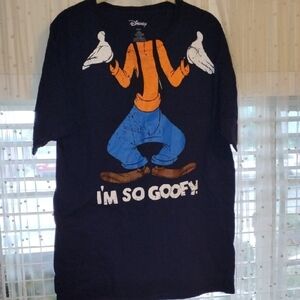 Disney Black Short Sleeve T-Shirt with "I'm So Goofy" Wording, Size: L (42/44)